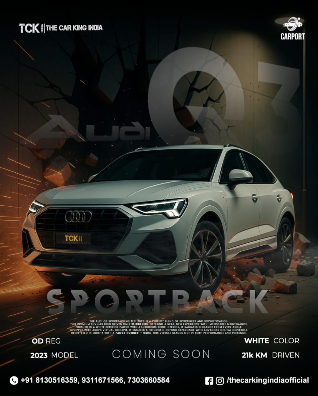 Used AUDI Q3 SPORTBACK 40 TFSI 2023 white - photo 1
