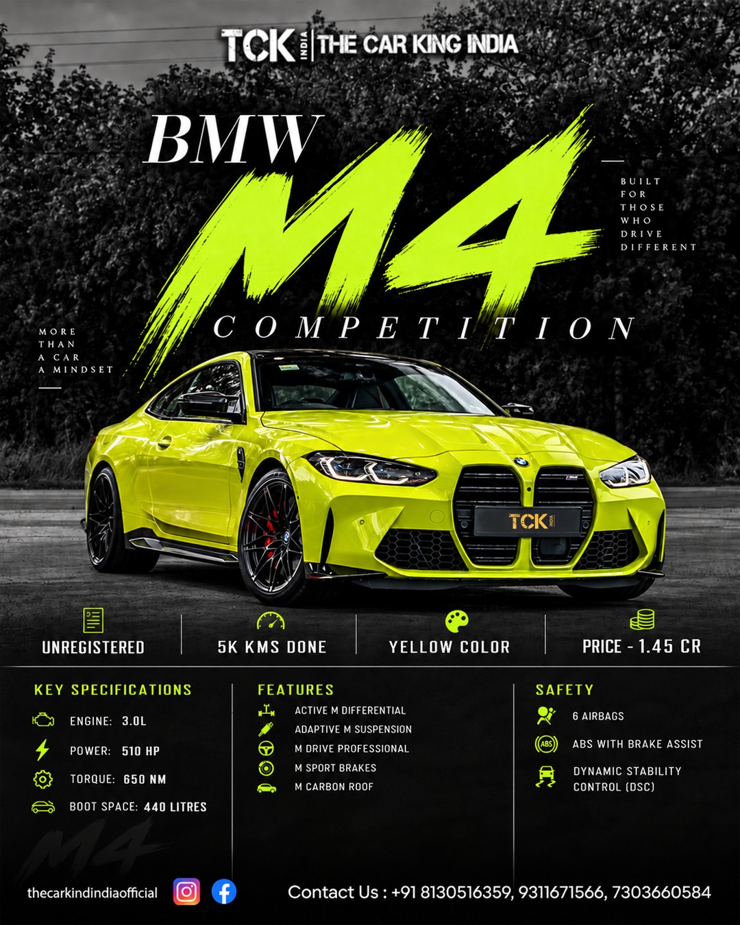 Used BMW M4 COMPETITION UNREGISTERED 2026 yellow - photo 1